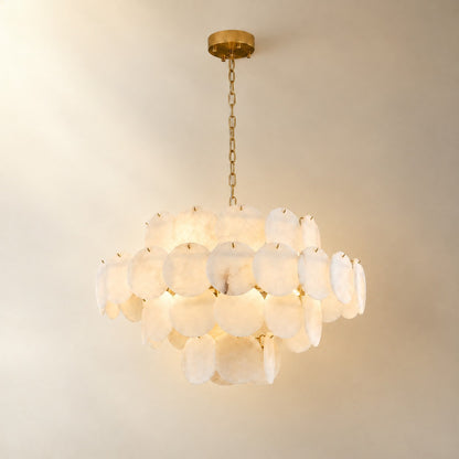 Natural Alabaster 31.5" Round Chandelier