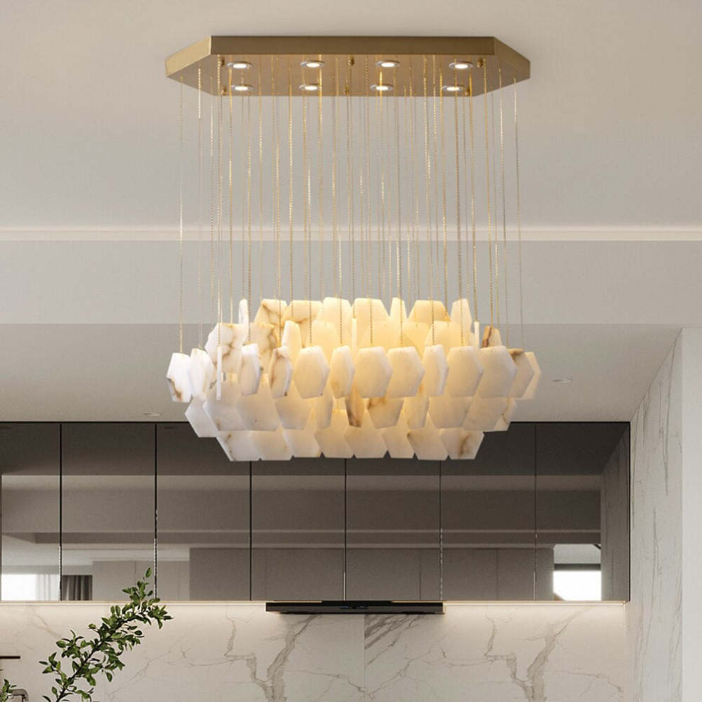 Natural Alabaster Cube Modern Chandelier