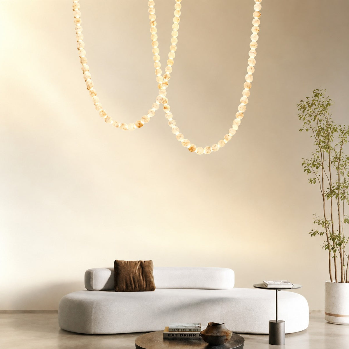 Natural Alabaster Globes Beads Chandelier