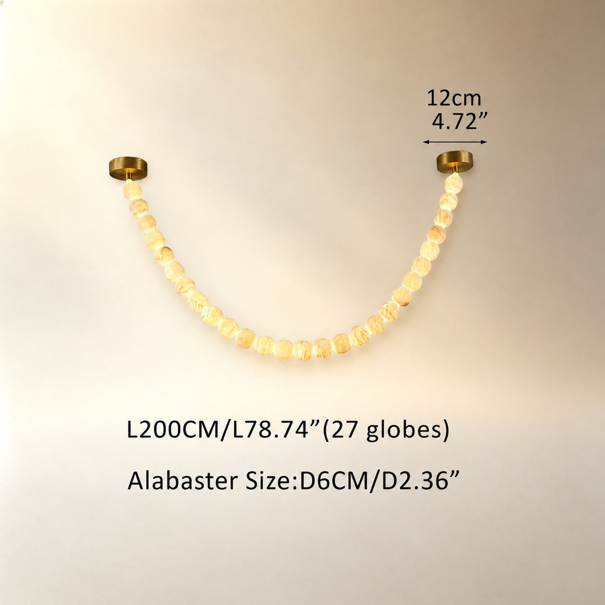 Natural Alabaster Globes Beads Chandelier