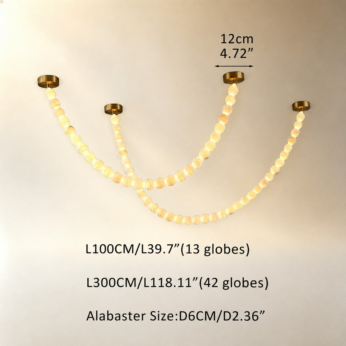 Natural Alabaster Globes Beads Chandelier