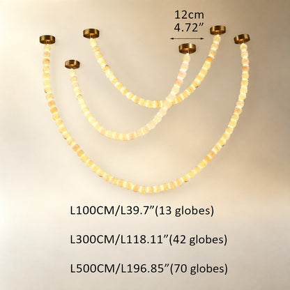 Natural Alabaster Globes Beads Chandelier