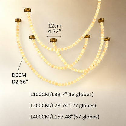 Natural Alabaster Globes Beads Chandelier