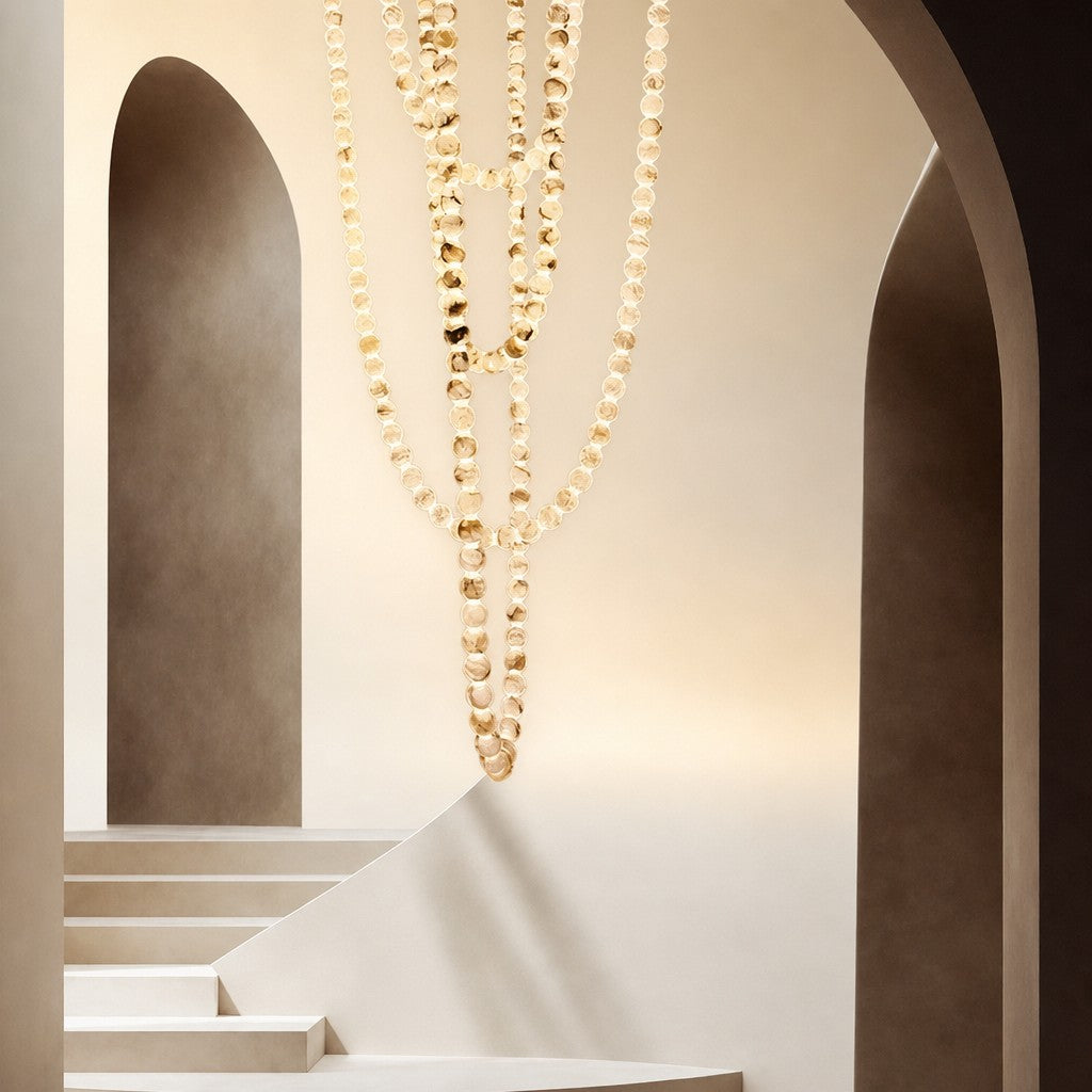 Natural Alabaster Globes Beads Chandelier