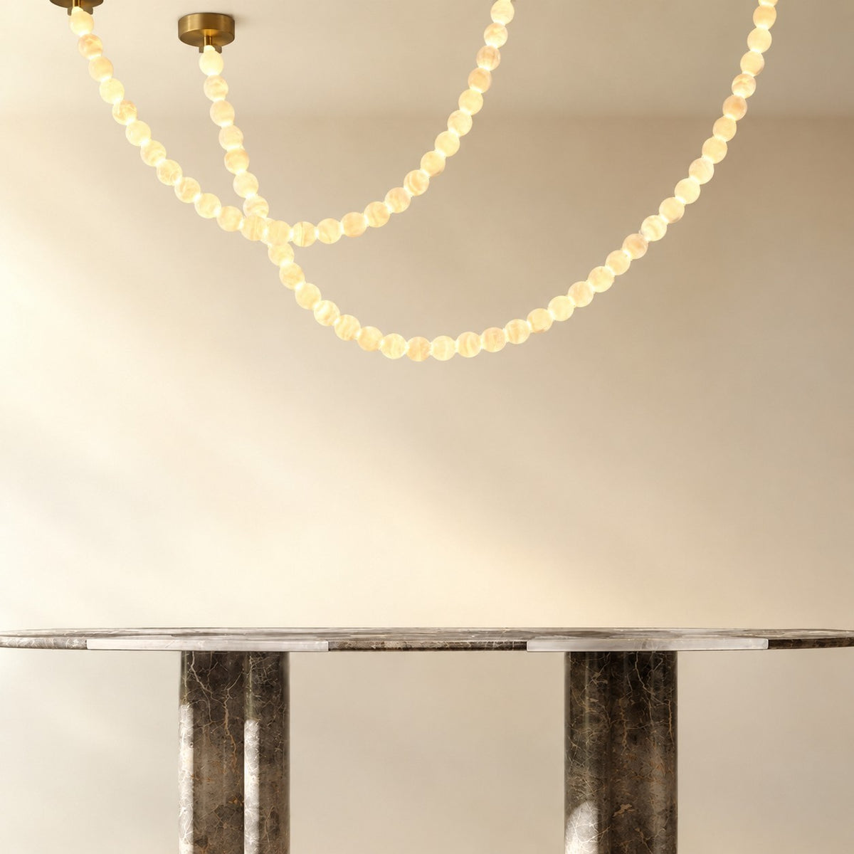 Natural Alabaster Globes Beads Chandelier