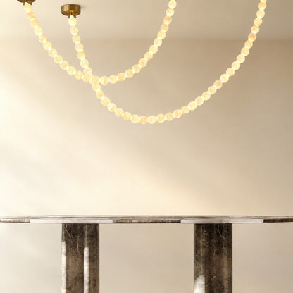 Natural Alabaster Globes Beads Chandelier