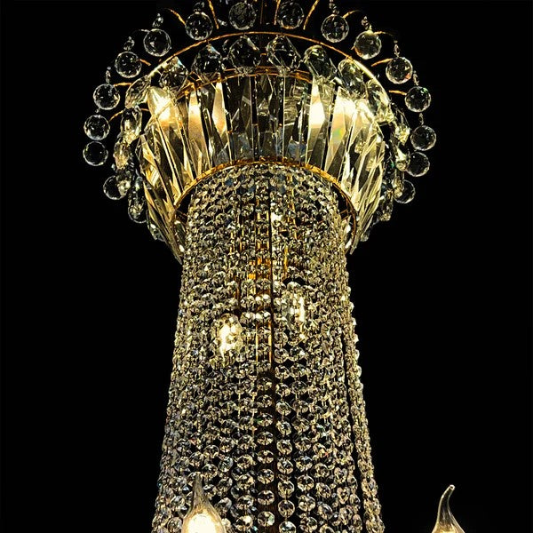 Extra Large European-style Multi-layers Candle Luxury Crystal Chandelier Gold Art Foyer/Staircase Decorative Light Fixture