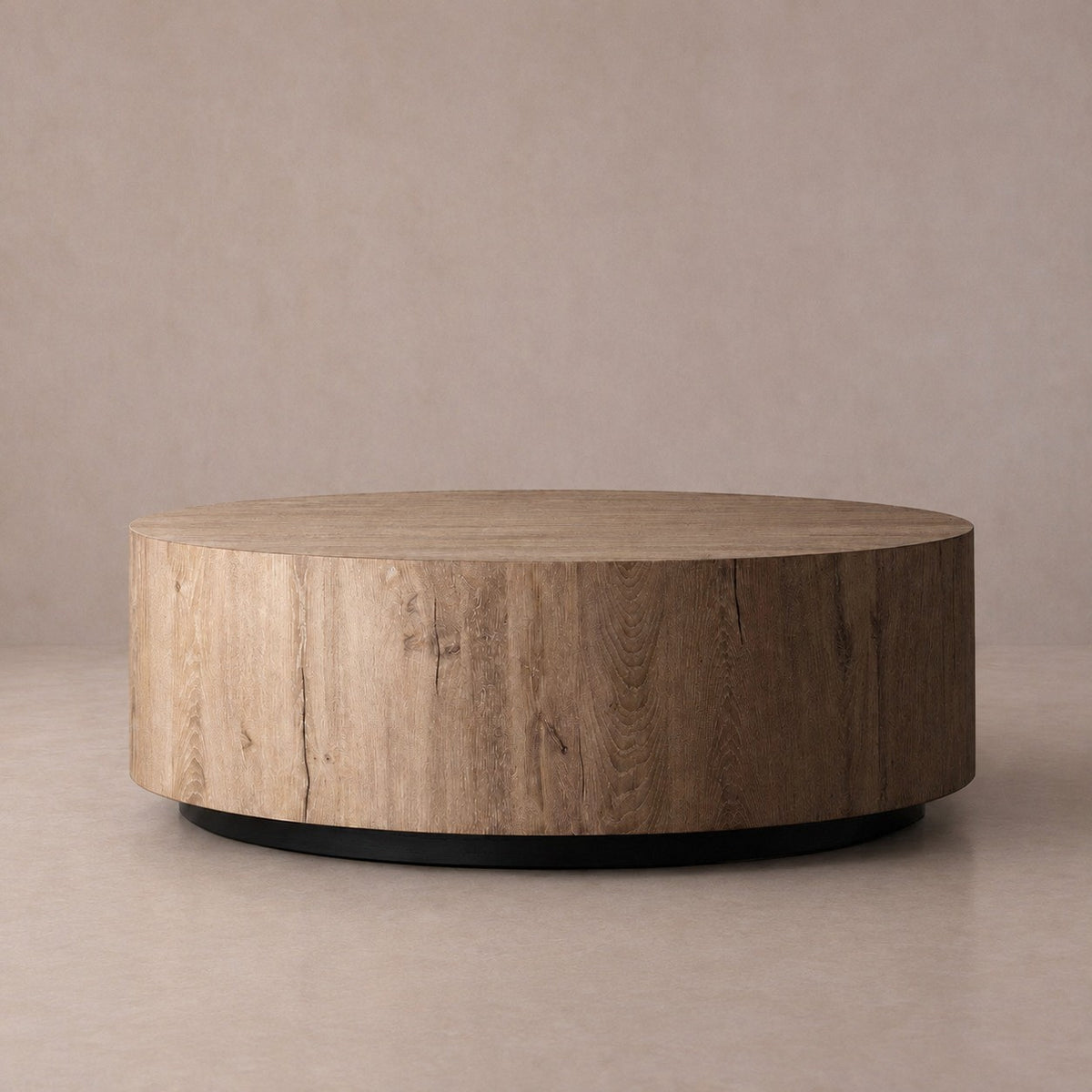 Oak Wood Round Plinth Coffee Table