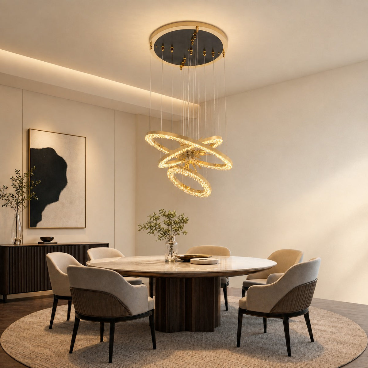 Octagonal Halo Chandelier