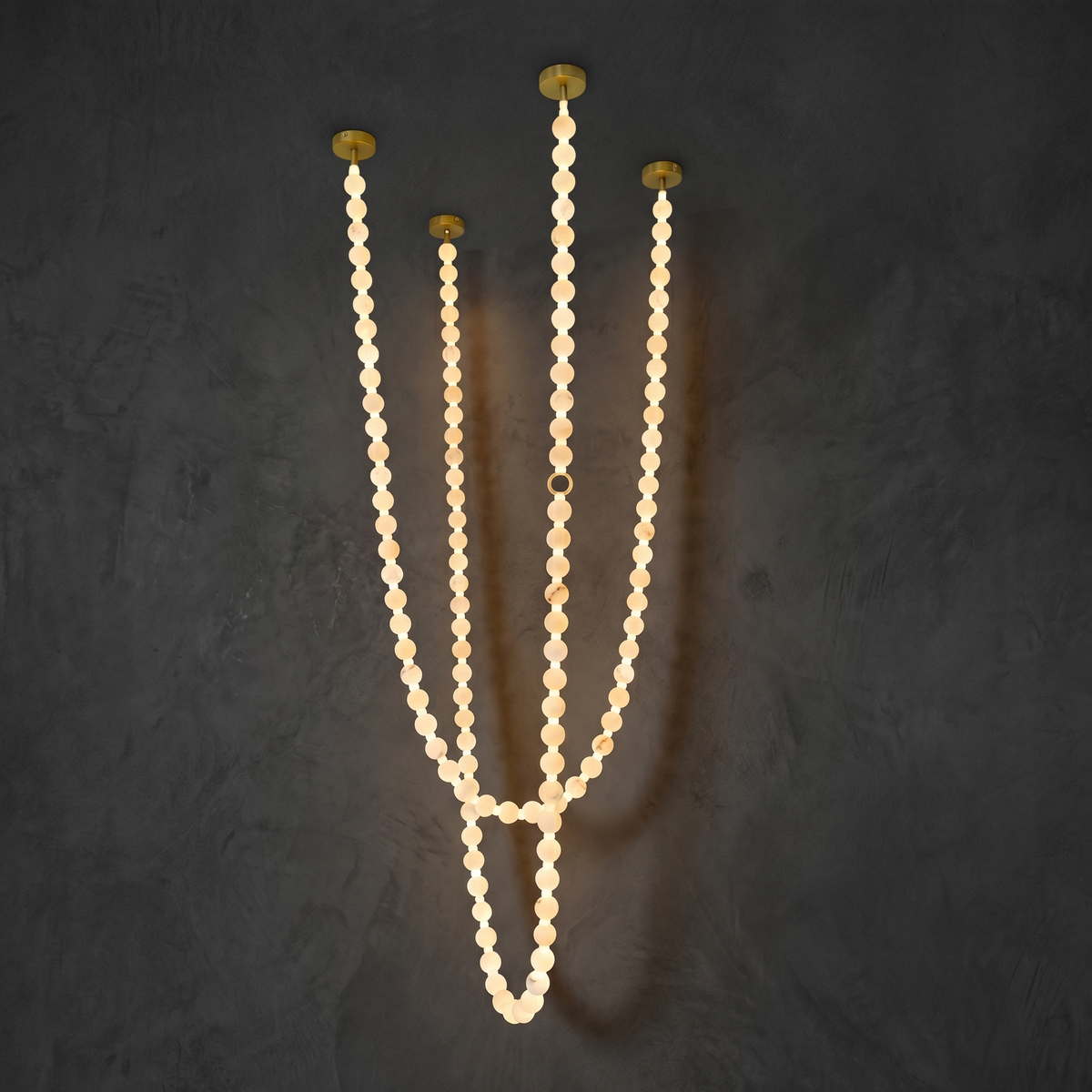 Orbita Modern Alabaster Pearl Chain Chandelier