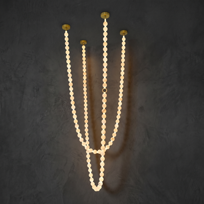 Orbita Modern Alabaster Pearl Chain Chandelier
