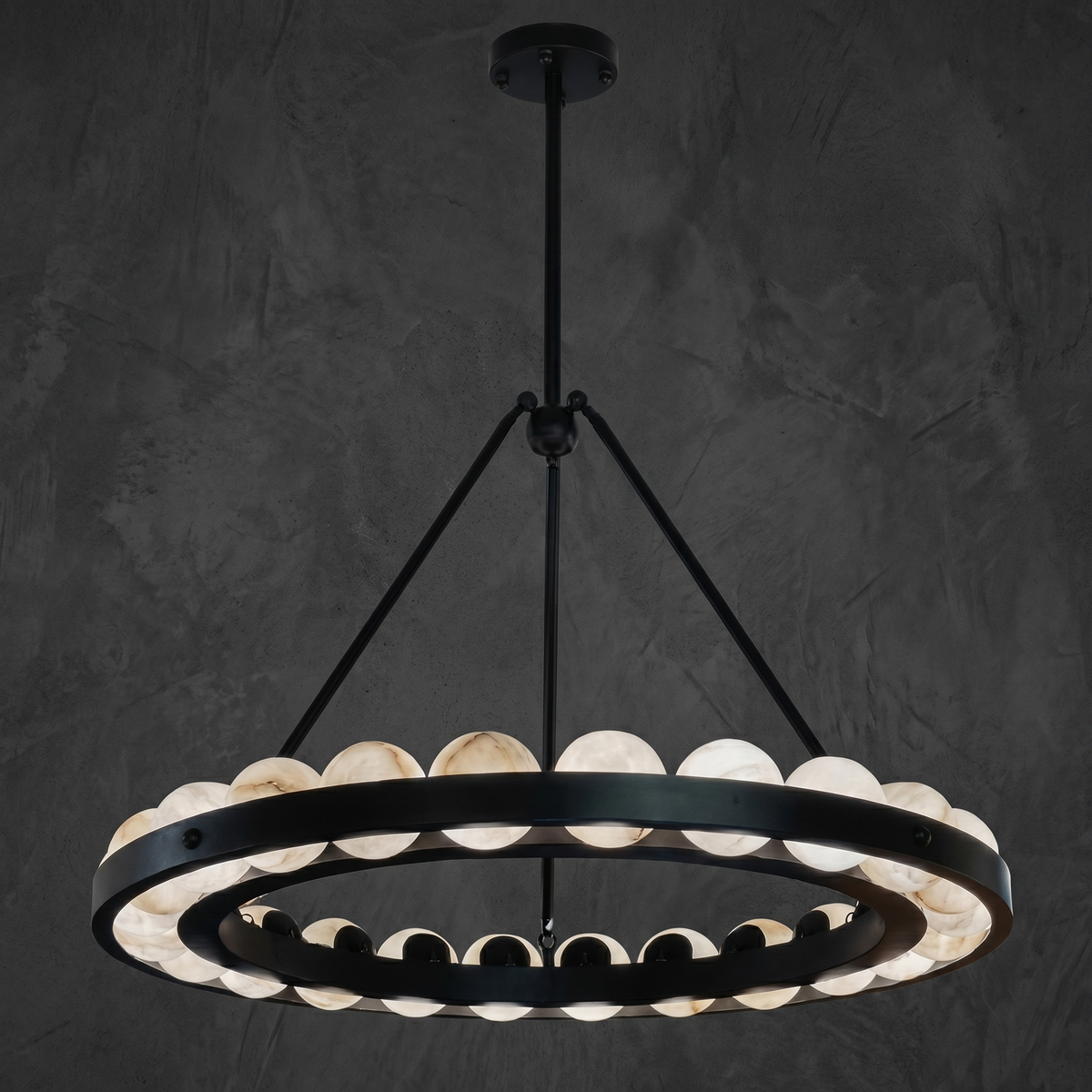 Dovia Modern Alabaster Round Chandelier