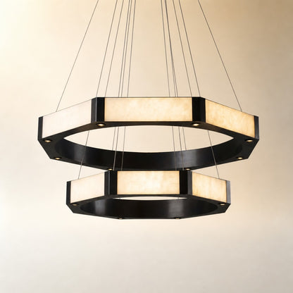 Orovan Hexagonal Black Ring Chandelier