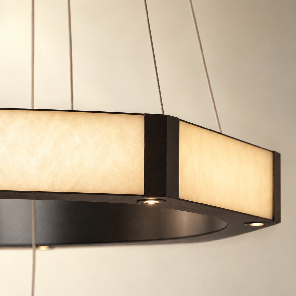 Orovan Hexagonal Black Ring Chandelier