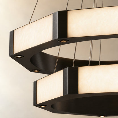 Orovan Hexagonal Black Ring Chandelier