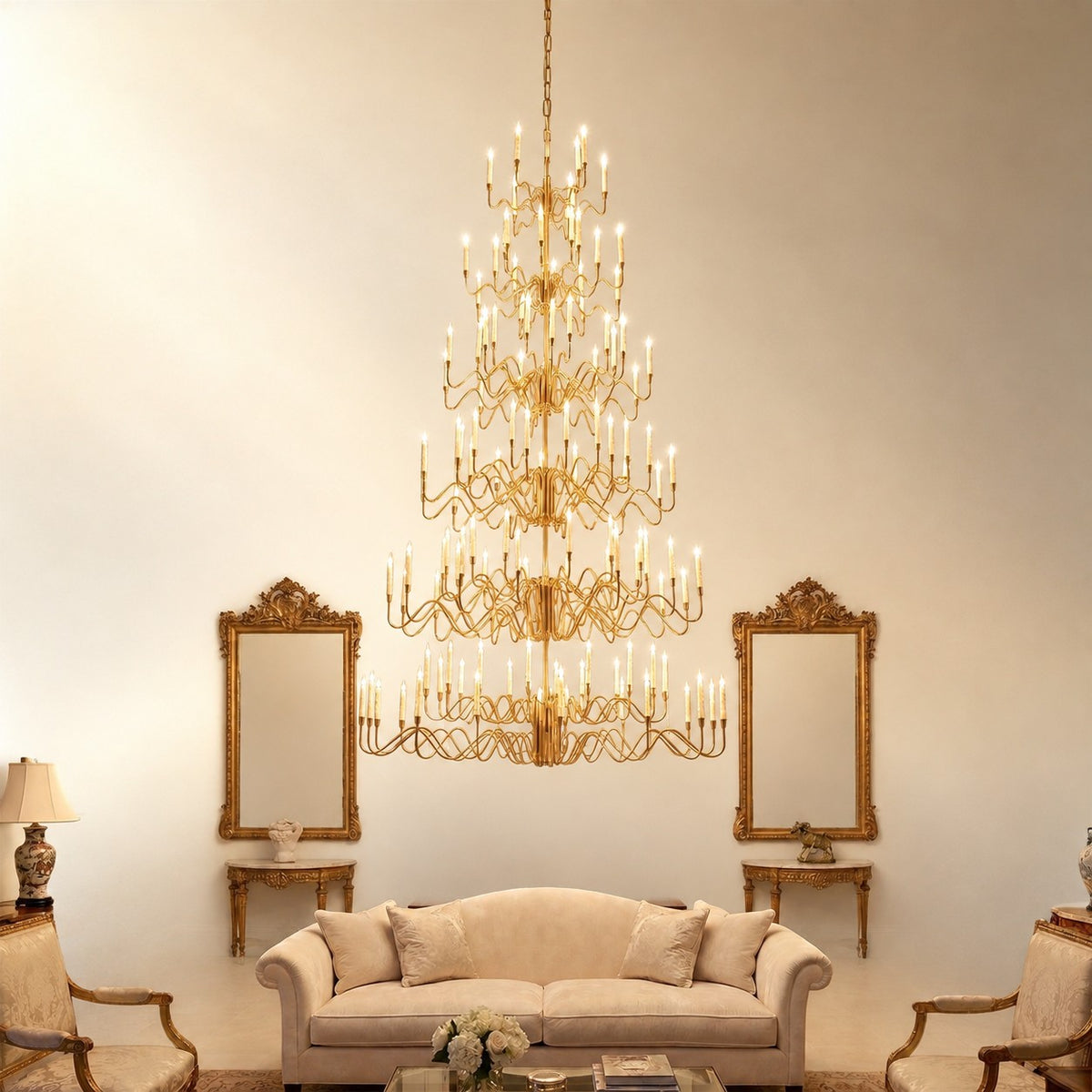Orvin Cascading Large Handmade Glass Chandelier 63"