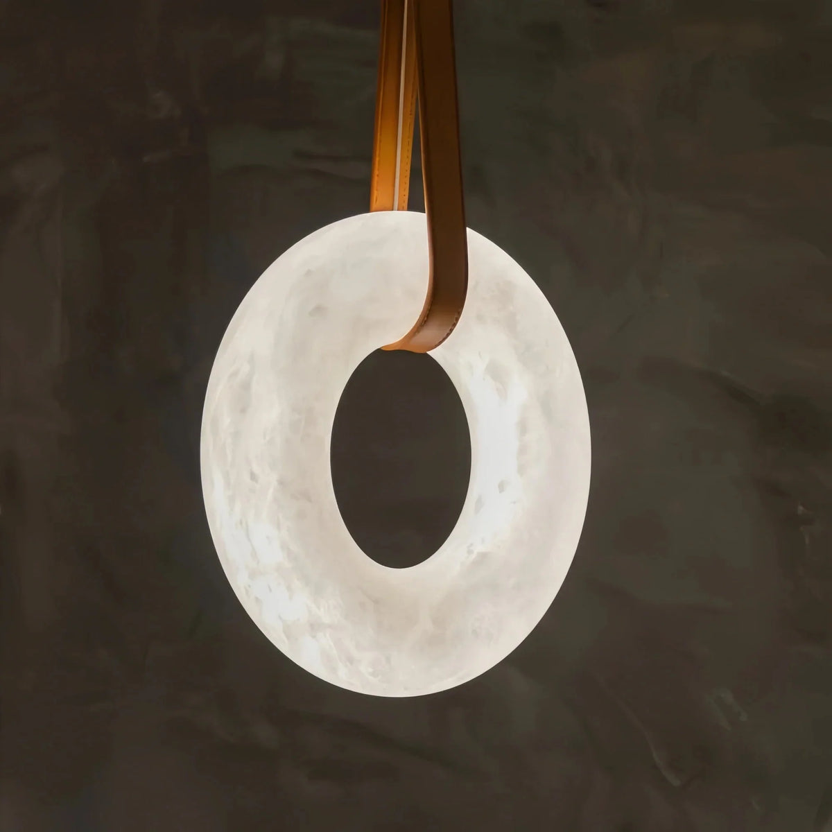 Oslo L1P Pendant Alabaster Chandelier, Halo Ring Chandelier With canopy Over Dining Table