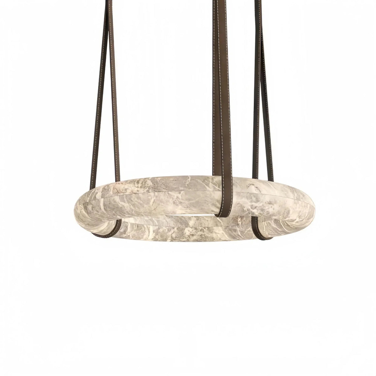 Oslo L1P Pendant Alabaster Chandelier, Halo Ring Chandelier With canopy Over Dining Table