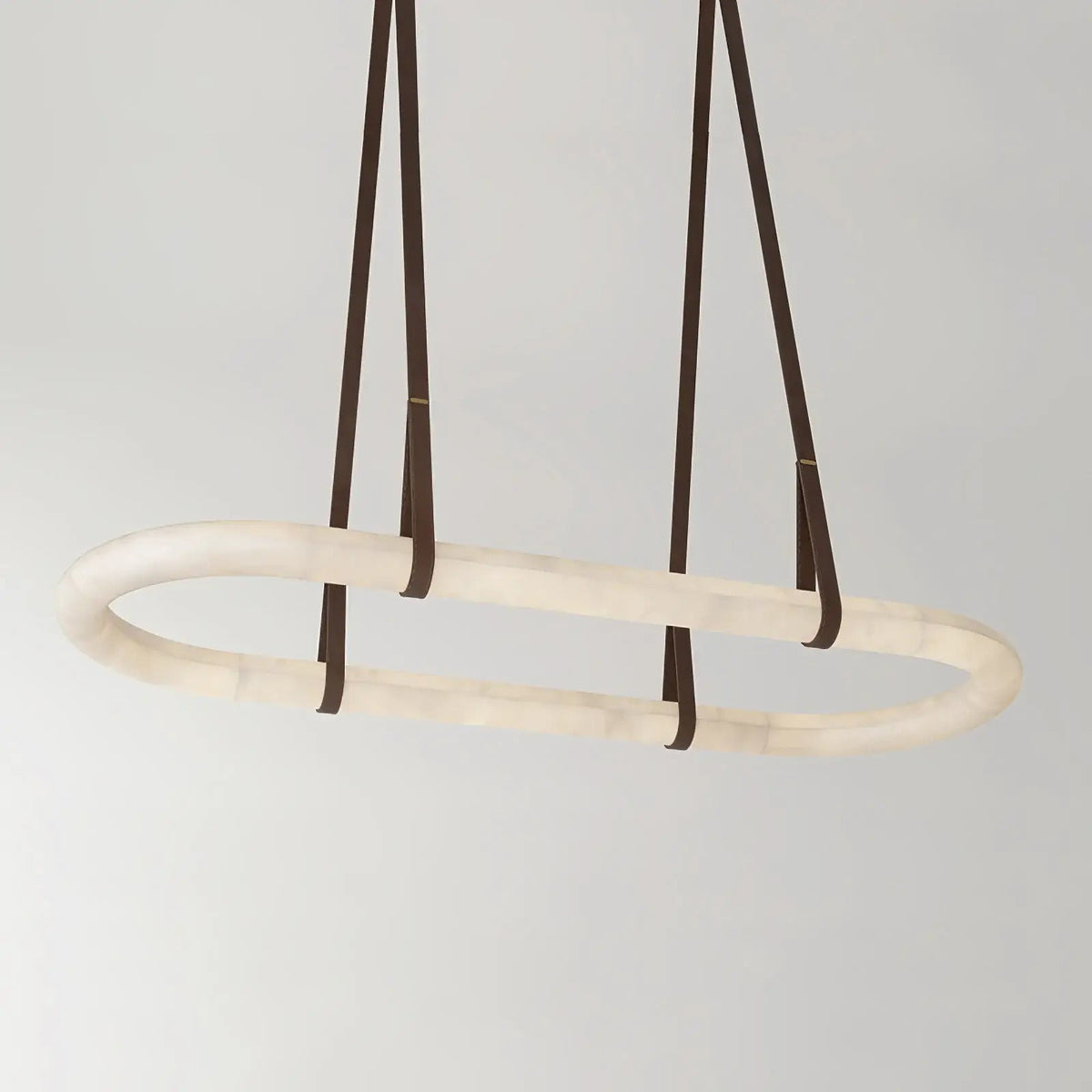 Oval Alabaster Ring Chandelier with Faux Leather Straps