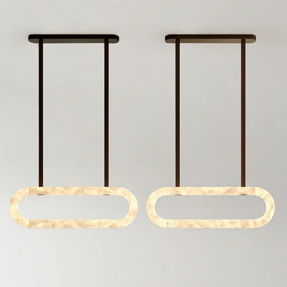 Oval Alabaster Ring Chandelier with Faux Leather Straps