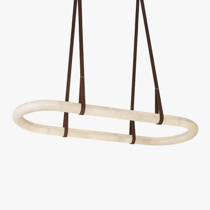 Oval Alabaster Ring Chandelier with Faux Leather Straps