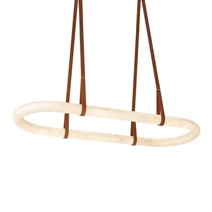 Oval Alabaster Ring Chandelier with Faux Leather Straps