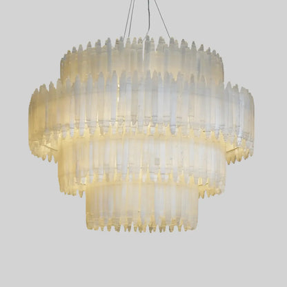 Art Selenite Layer Round Chandelier - Merlin Lamps