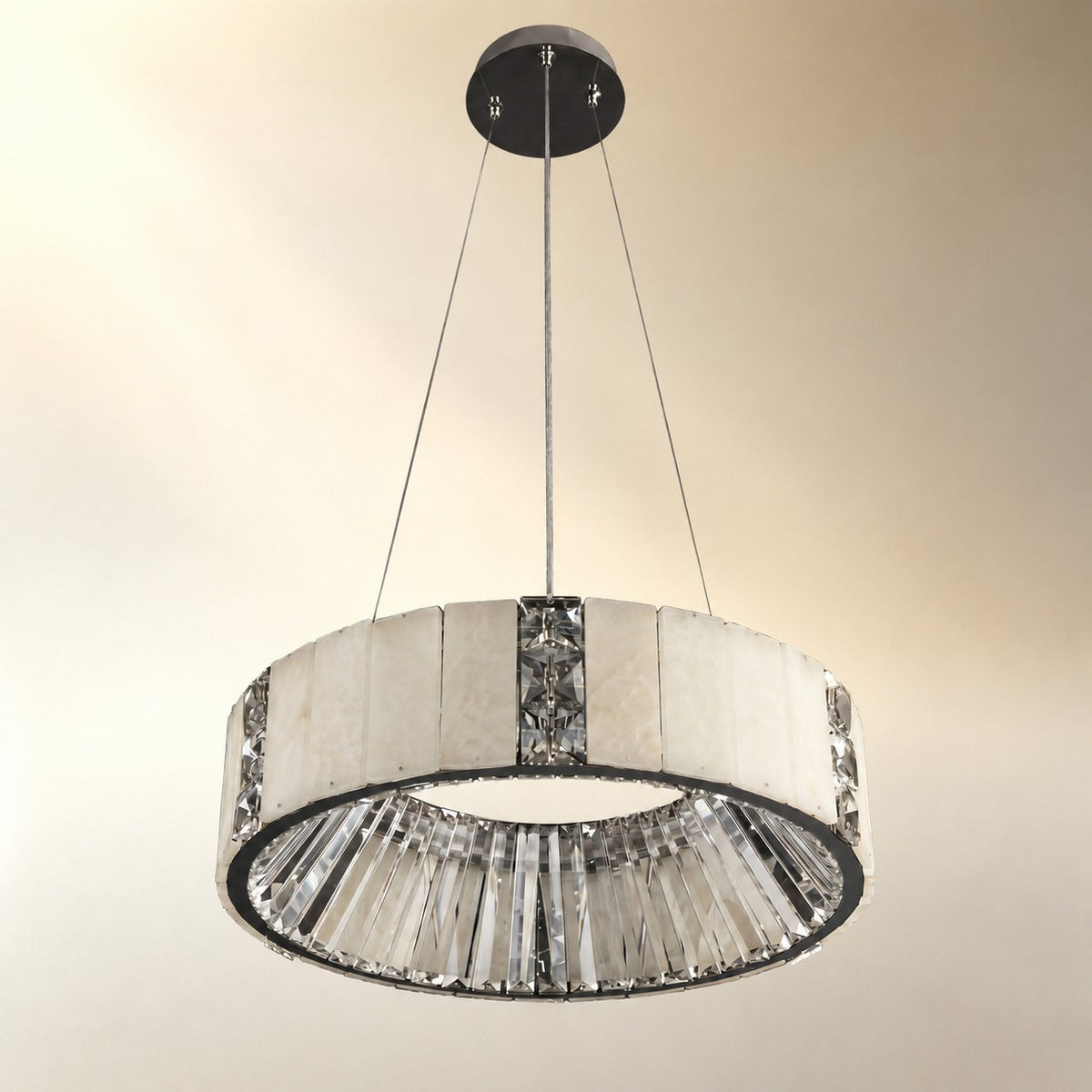 Paevan Modern Alabaster Round Drum Chandelier