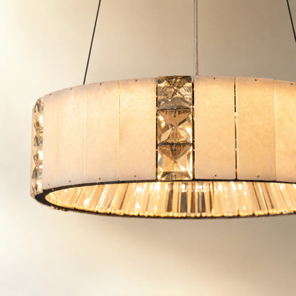Paevan Modern Alabaster Round Drum Chandelier