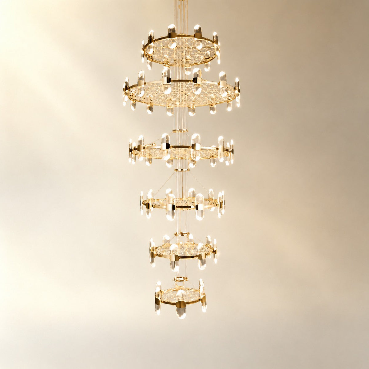Pearl Net Modern Sculptural Ring Chandelier