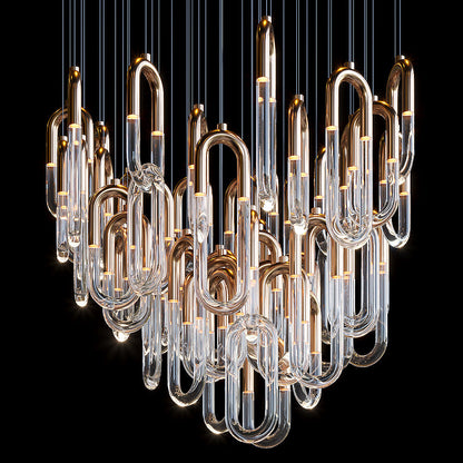 Gold Glass Loop Cluster Chandelier