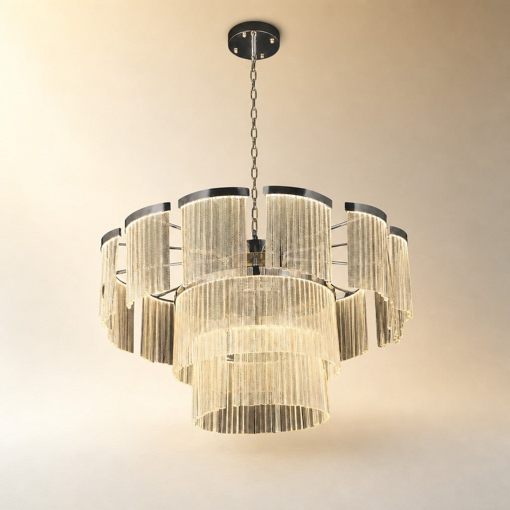 Prismata Crystal Modern Sculptural Ring Chandelier