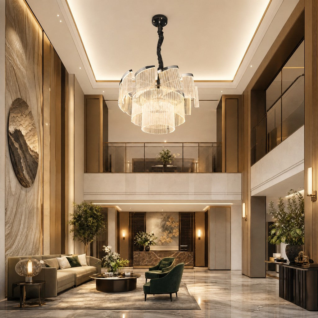 Prismata Crystal Modern Sculptural Ring Chandelier
