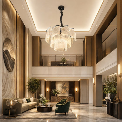 Prismata Crystal Modern Sculptural Ring Chandelier