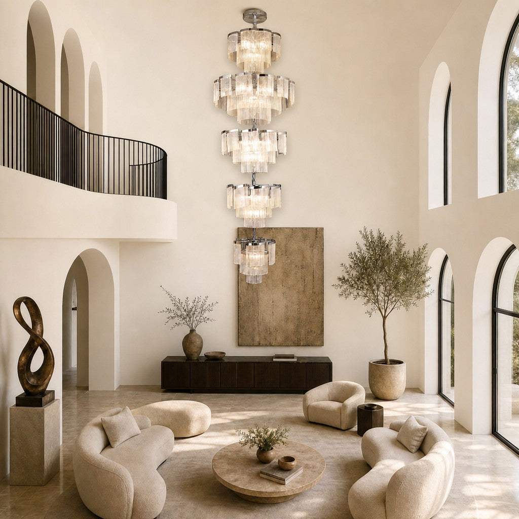 Prismata Crystal Modern Sculptural Ring Chandelier