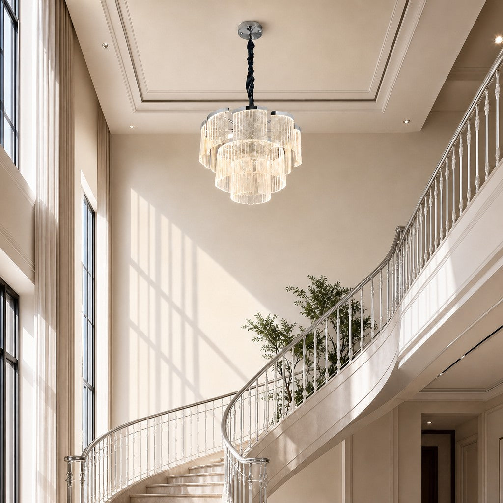 Prismata Crystal Modern Sculptural Ring Chandelier