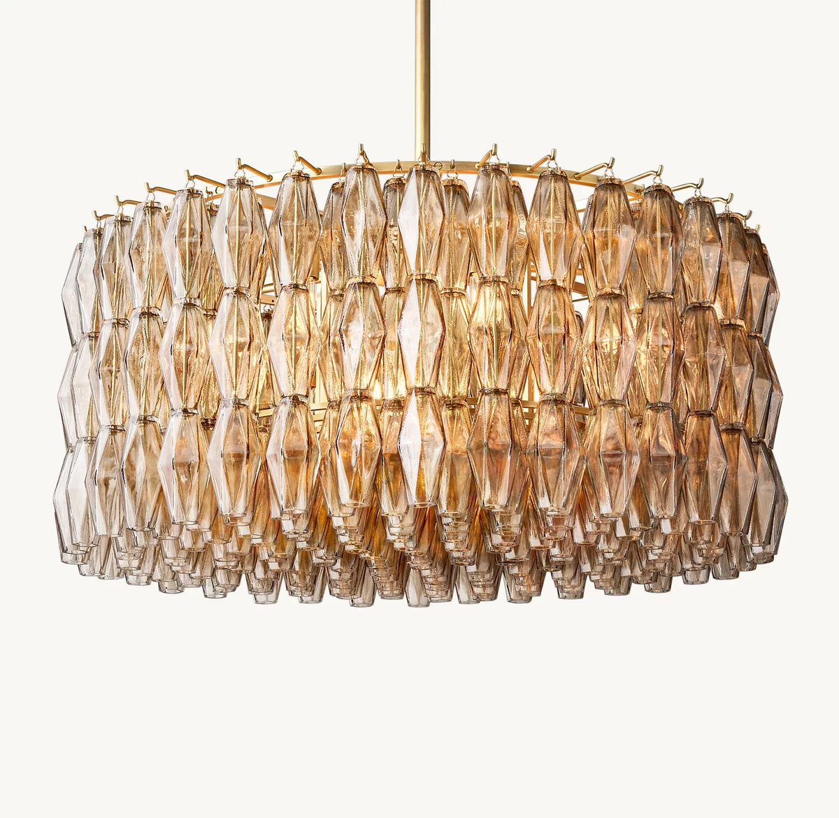 Modern Round/Rectangular/Funnel Smoke Glass Chandelier for Low-ceiling