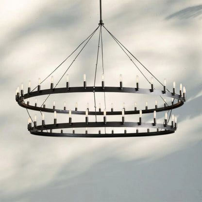 Celestine Vintage Filament 2-Tier Round Chandelier 63''