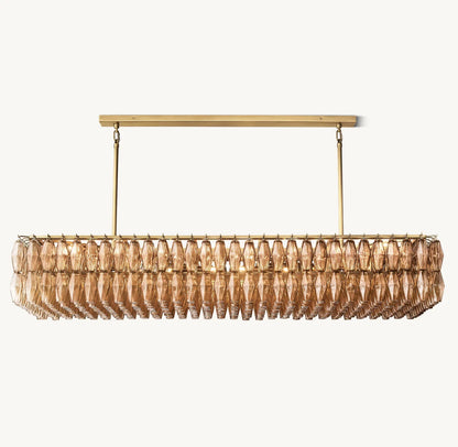 Modern Round/Rectangular/Funnel Smoke Glass Chandelier for Low-ceiling
