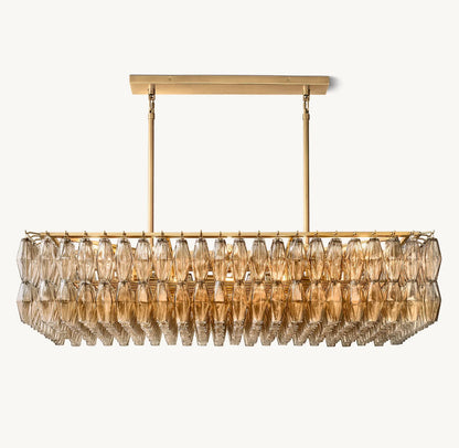 Modern Round/Rectangular/Funnel Smoke Glass Chandelier for Low-ceiling