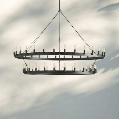 Celestine Vintage Filament 2-Tier Round Chandelier 63''