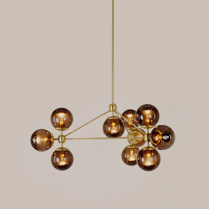 Modo Chandelier 37" - 3 Sided, 10 Globes