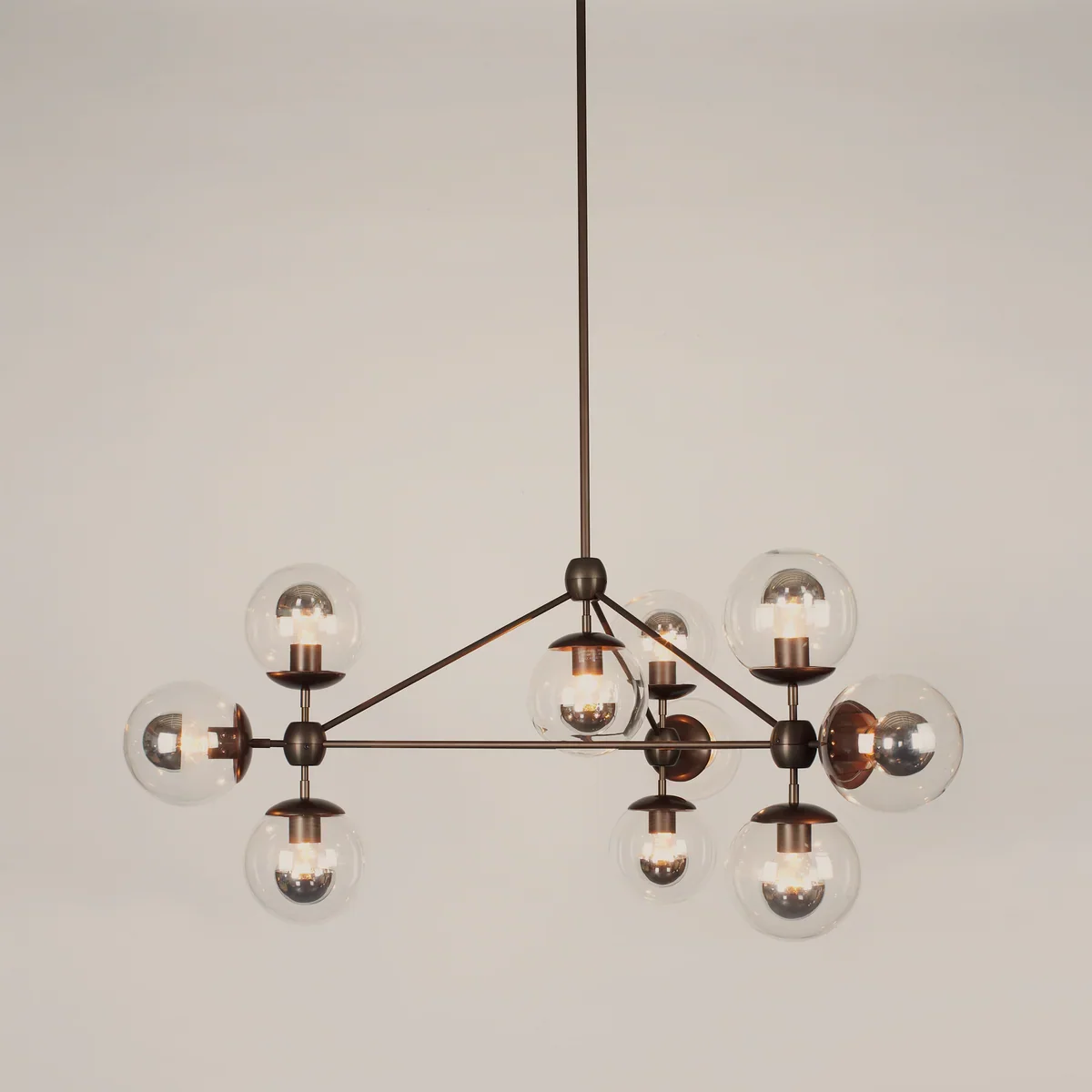 Modo Chandelier 37" - 3 Sided, 10 Globes