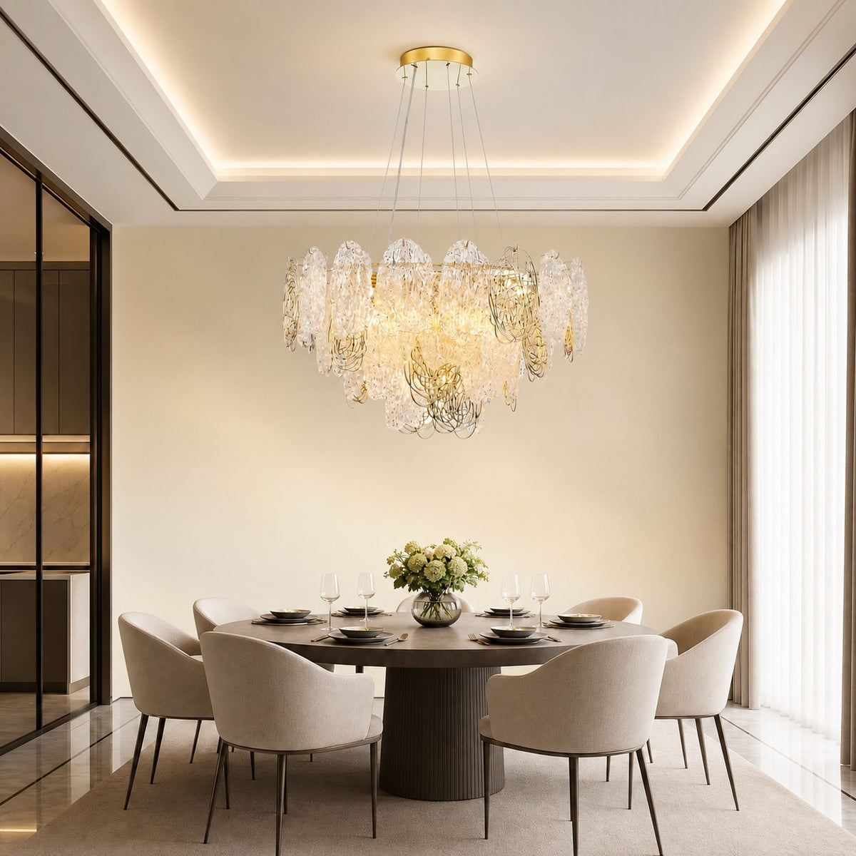 Pryvin Artisan Glass Round Chandelier