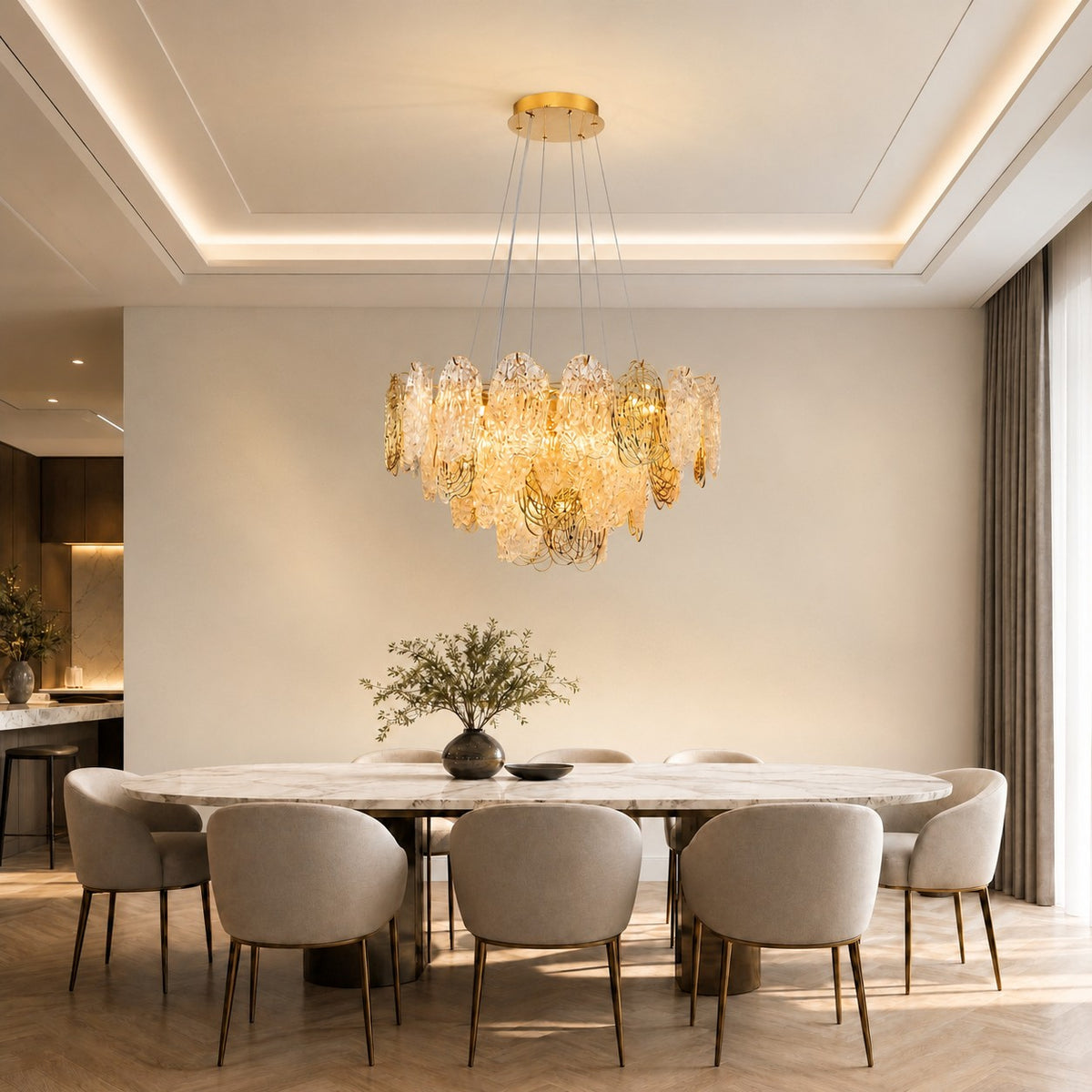 Pryvin Artisan Glass Round Chandelier