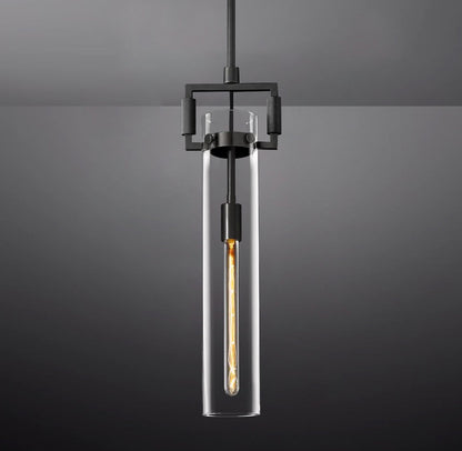 Queena Modern Machinist Glass Cylinder Pendant Light