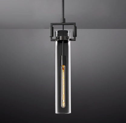 Queena Modern Machinist Glass Cylinder Pendant Light