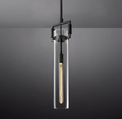 Queena Modern Machinist Glass Cylinder Pendant Light