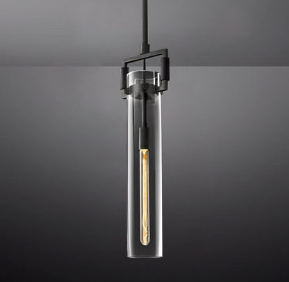 Queena Modern Machinist Glass Cylinder Pendant Light
