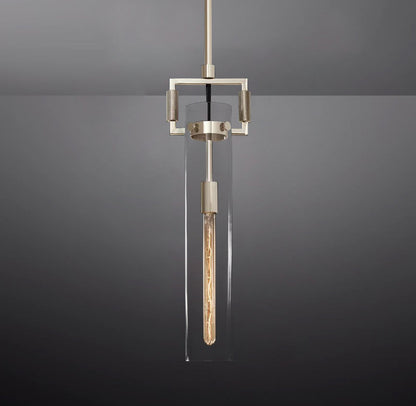 Queena Modern Machinist Glass Cylinder Pendant Light